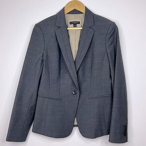 Ann Taylor Jacket Adult 8 Gray Blazer Wool Blend Slim Lapel Single Button Women
